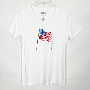 NWT Croft & Barrow Patriotic White Cotton Tee